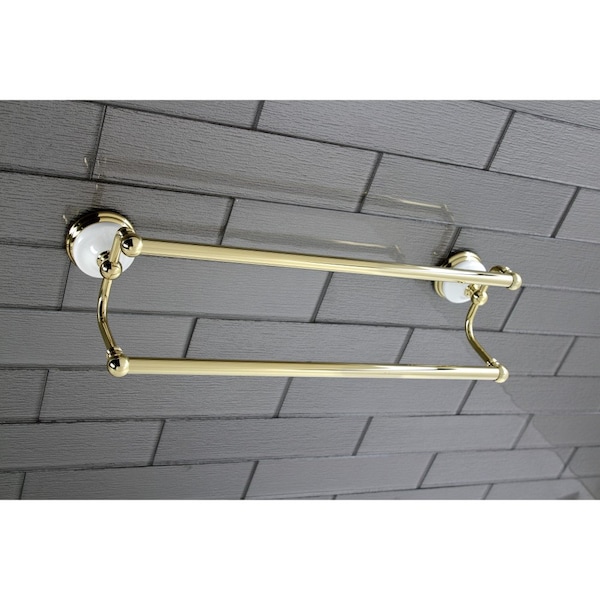 BA11318PB 18-Inch Dual Towel Bar, Polished Brass